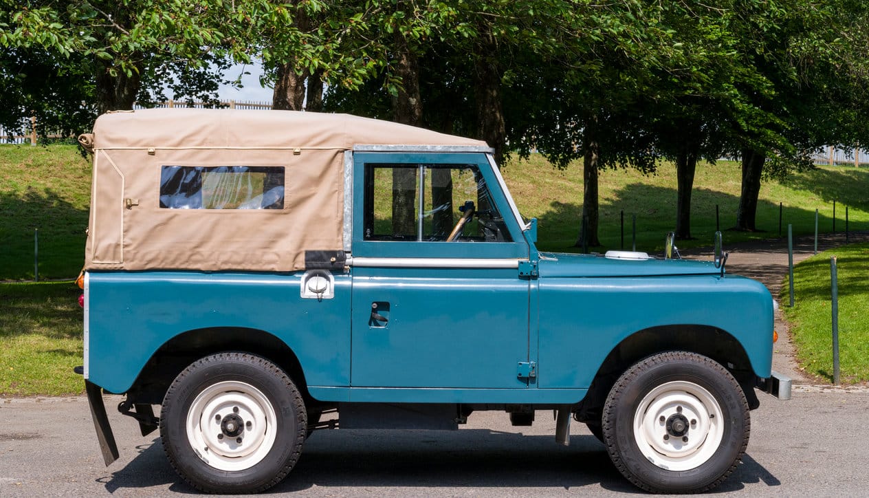 A finished EV Classics Series Land Rover, on the road